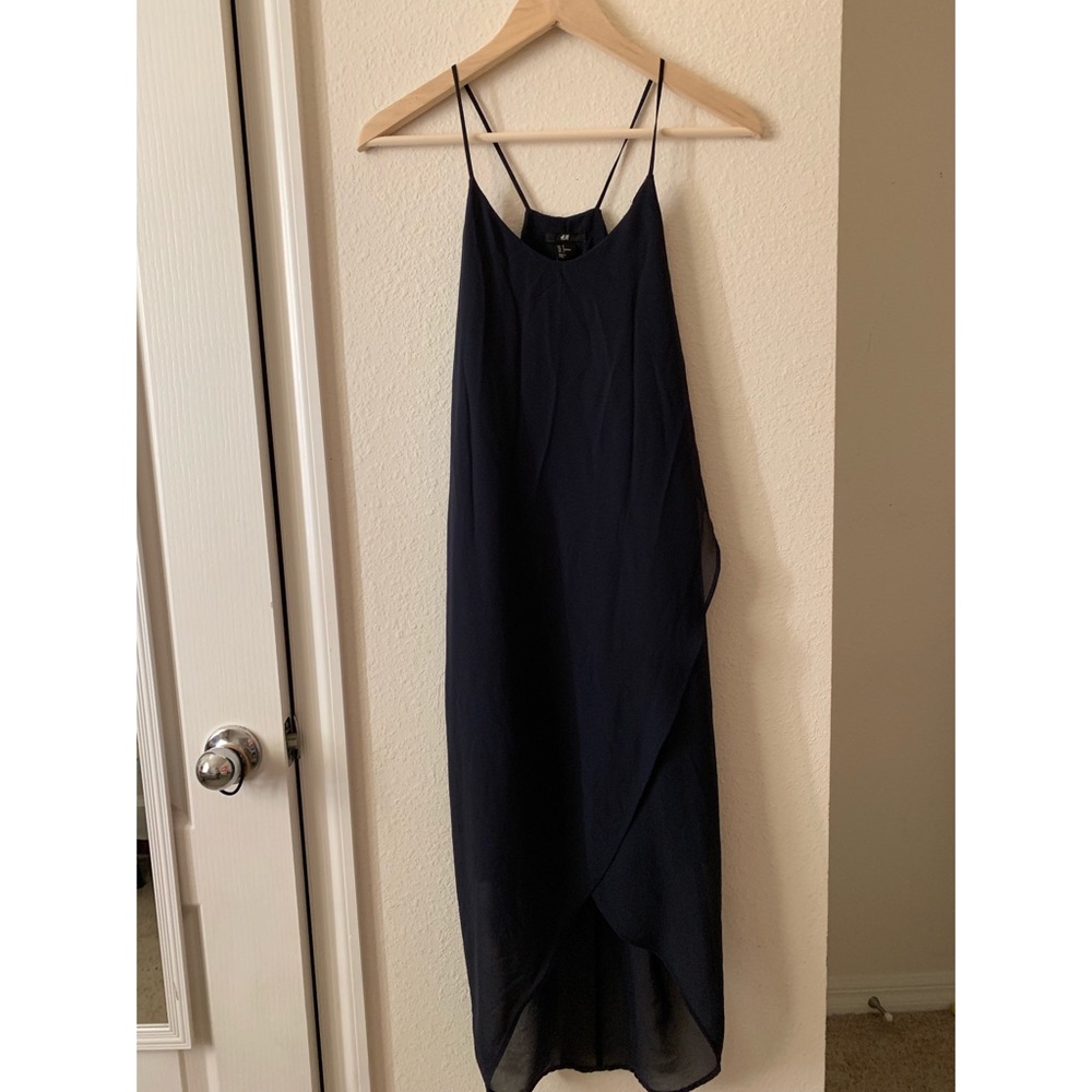 Navy tulip midi dress
